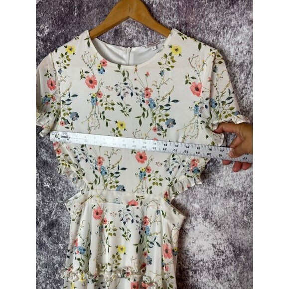 Clockhouse Dress Women's Large Floral Ruffle Garden Cottagecore Fairycore Twee - Picture 8 of 14